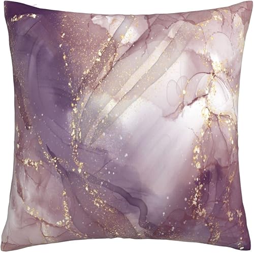 Miniatura 2 de VARUN Fundas de almohada de mármol rosa y morado, elegante diseño dorado con purpurina, fundas de almohada cuadradas para decoración del hogar,