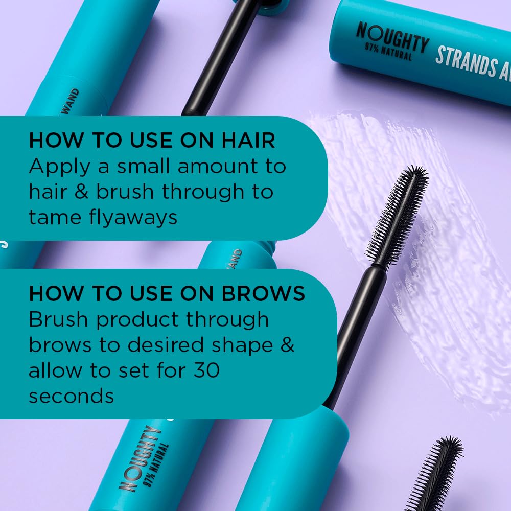 Noughty 97% Frizz Natural Frizz Magic Strands Away Flyaway Wand, Contrôle les cheveux et les sourcils crépus, Finition lisse et non grasse, à l’huile de marula et à l’huile de noix de coco 12ml
