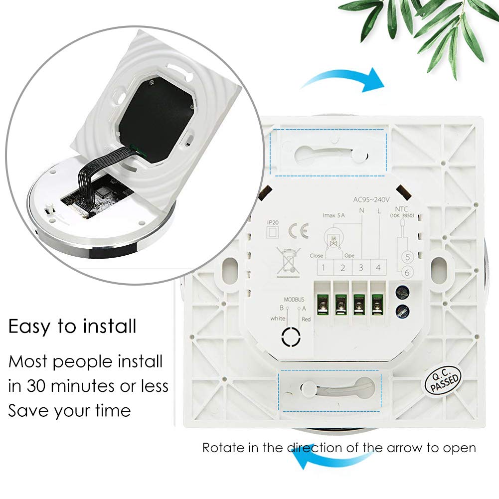 Termostato Wifi Smart Compatibile Alexa Google Home-Termostato Intelligente per Riscaldamento dell'acqua，Termostato Wireless Digitale Cronotermostato da Parete,Interruttore Touch 5A