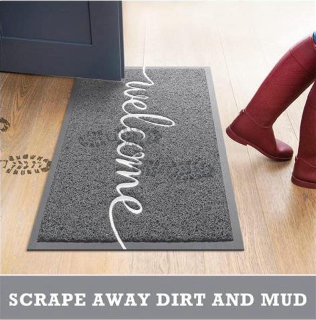 AMRO Beautility Needs Pvc Anti Skid Door Mat Welcome Mat Heavy Duty Waterproof Easy Clean For Entry Floor Mat Dust&Dirt Removal-Must For Home,Office,School,Hotel,Restaurant (Grey) 15X23 In 1