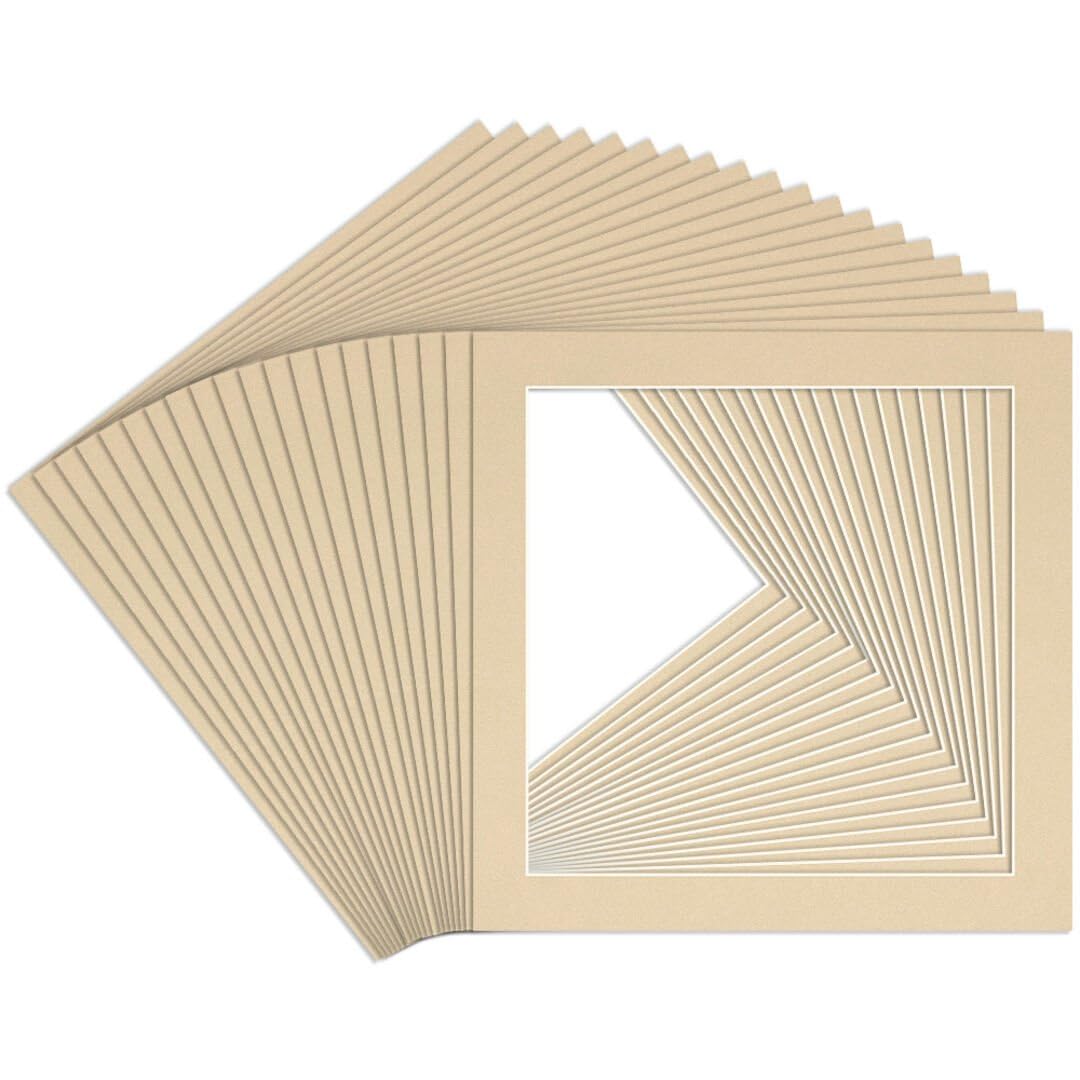 Procut Global 50x50cm Ivory Picture Mounts to Fit 40x40cm Aperture - Precision Cut Cardboard Photo Mount - Ideal for Frames, Prints, Artwork & Certificates - Sizes & Colours Available - 20 Pack — image 1