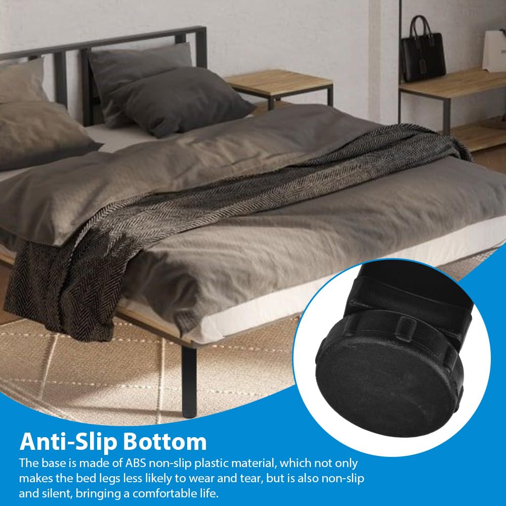 Pieds De Lit Réglables En Métal - Hauteur 35cm (+2cm) - Lot De 4 Avec Tournevis - Sans Perçage