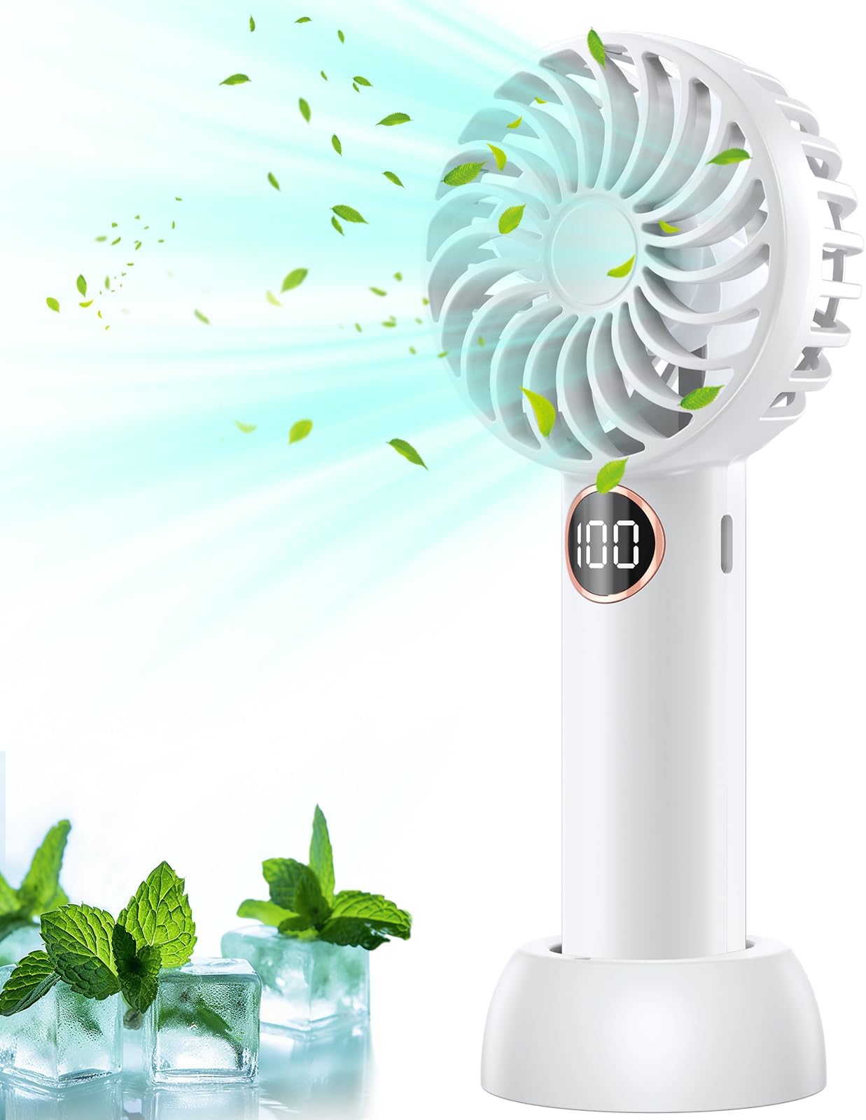 Mini ventilateur portable USB rechargeable, ventilateur de poche à 5 vitesses