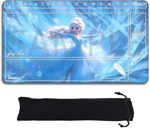 Lorcana - Alfombrillas de juego compatibles con TCG de 24 x 14 pulgadas, goma antideslizante con Zones Play Mat y bolsa de almacenamiento gratis