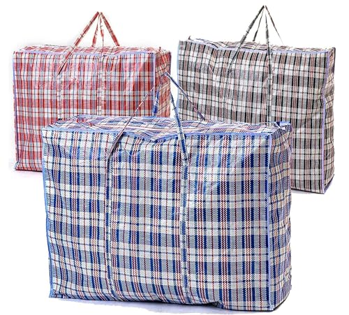 1 x Jumbo Laundry Bags Zipped Reusable Large Strong Shopping Storage Bag Moving XL 70 x 75 x 18cm (Red)