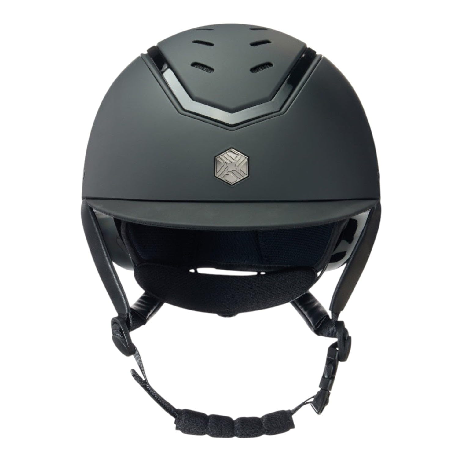 Charles Owen 2023 Casco da Equitazione Kylo Standard Peak - Nero Opaco/Nero Lucido -
