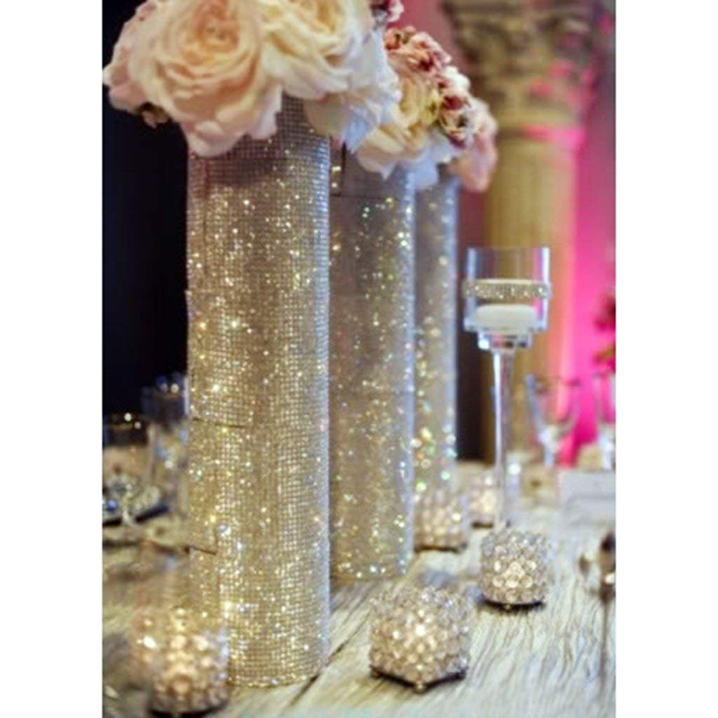 Honbay Glitzerndes Netzband Mit Blumen-Form – Strass-Band, 11,5 Cm Breit, 1,8 M Lang, Gold
