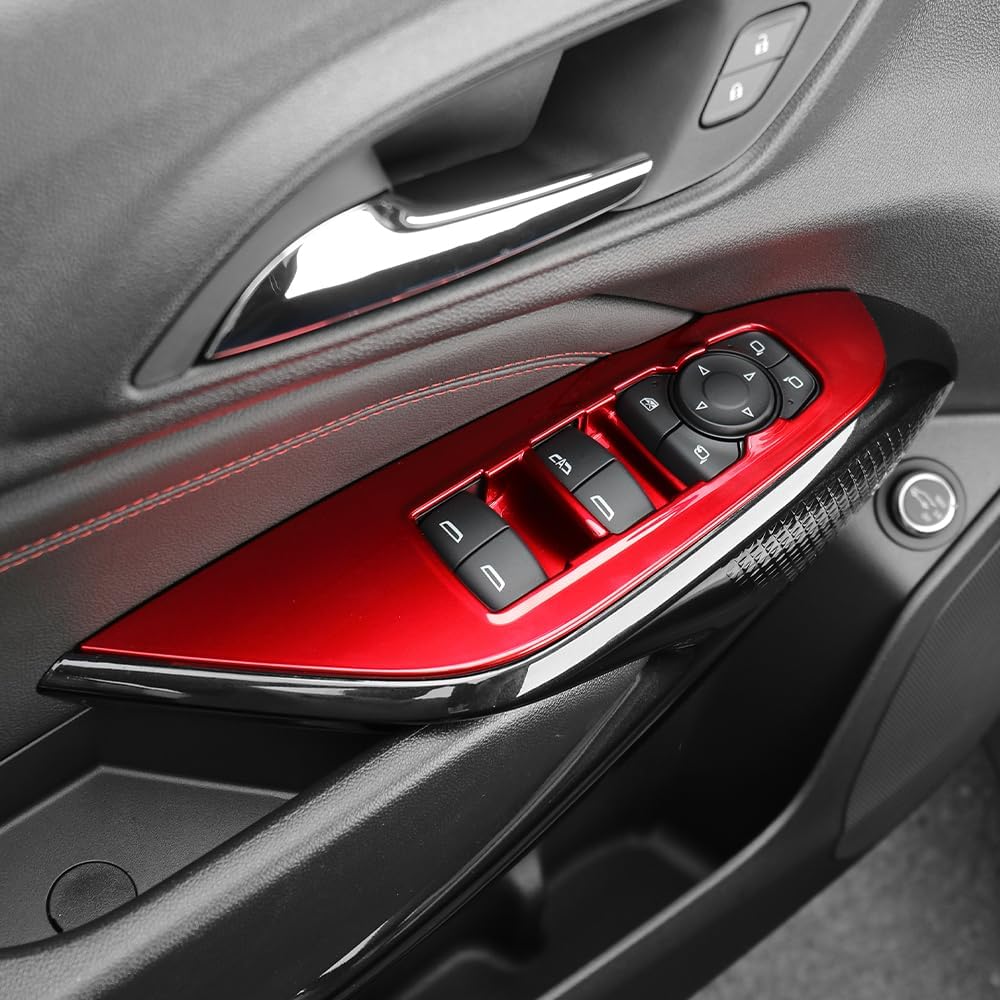 Door Window Switch Panel Cover Compatible with Chevy Trax 2024 2025 Accessories, Car Interior Upgrade Trim-Red