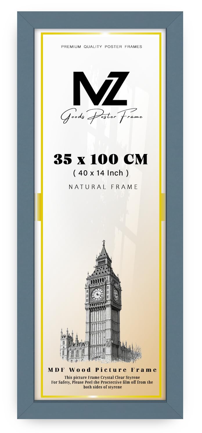 MZ GOODS | MDF Wall Gallery Frame (35 x 100 CM) Panaramic for Posters, Art Prints & Home Interiors, MDF Finish, Secure Hanging Hooks for Display [ Dark Grey ]