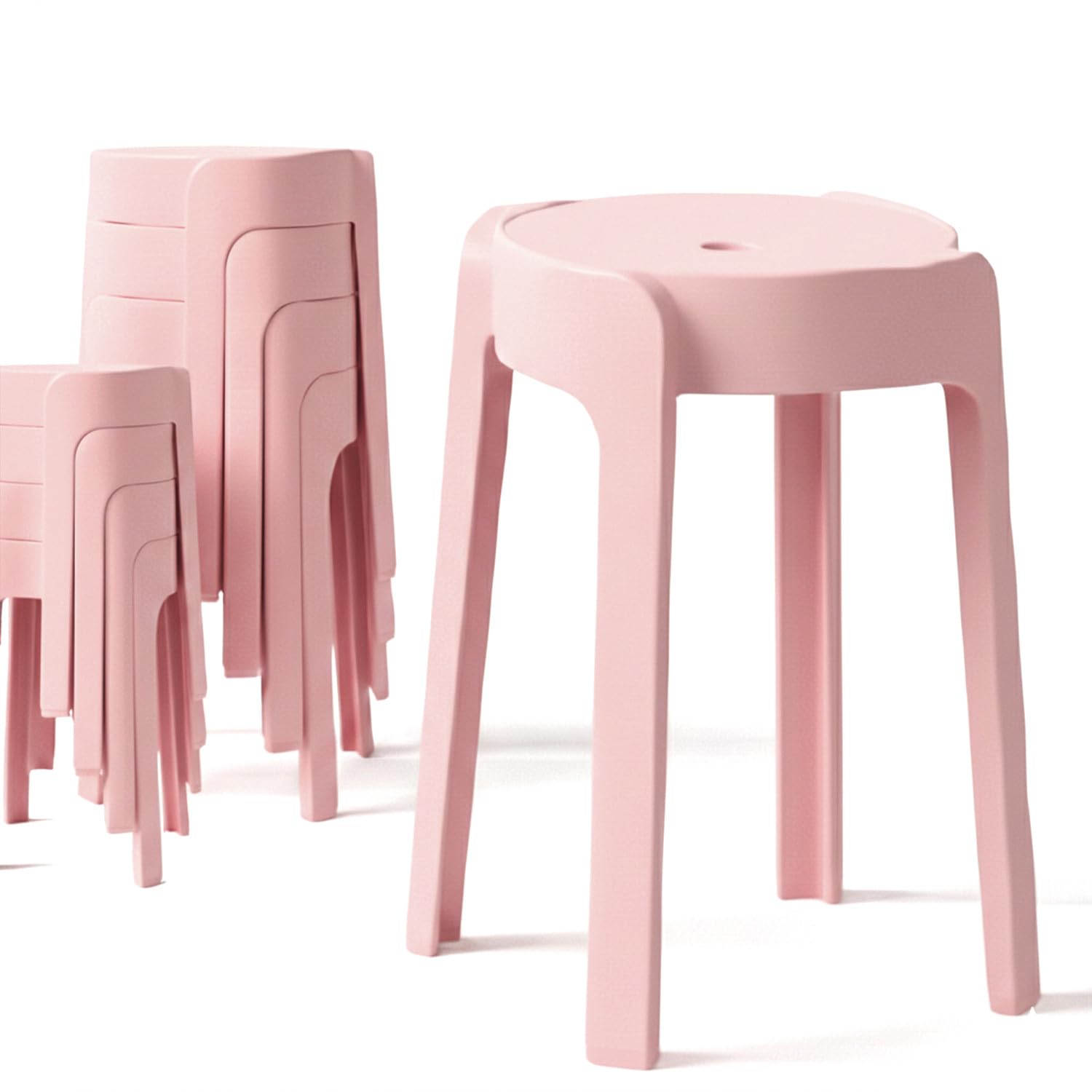 BM Home Tabourets Gigognes empilables en Plastique Rose 8 Pièces pour Maison Cuisine Jardin