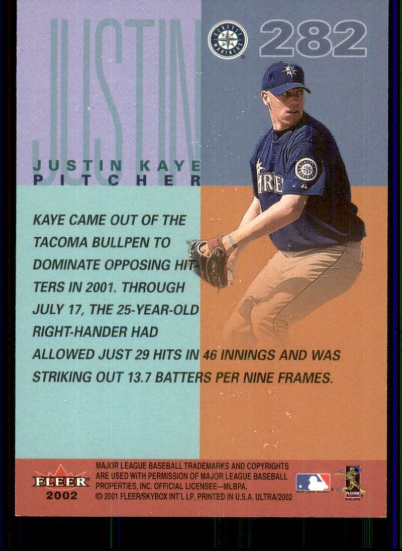 Amazon.com: Baseball MLB 2002 Fleer Ultra #282 Justin Kaye PROS EX