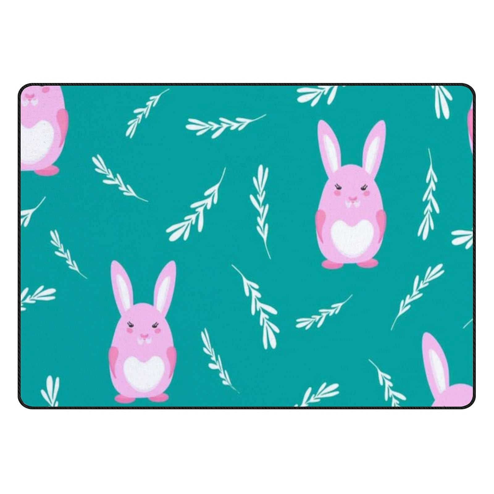 Grand tapis de sol en velours corail épais CHEHONG 183x122 cm lièvre rose