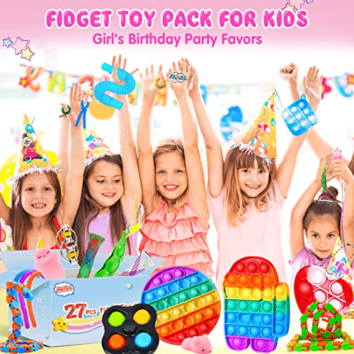 (27 Pcs) Fidget Toy Pack Sensory Squeeze Toys Set For Boys Party Favors Pop Fidget Box Figet Kit Figetsss Toy For Girls Toddlers Adhd Autism Stocking Stuffers Carnival Classroom Treasure Chest Prizes #TOP2