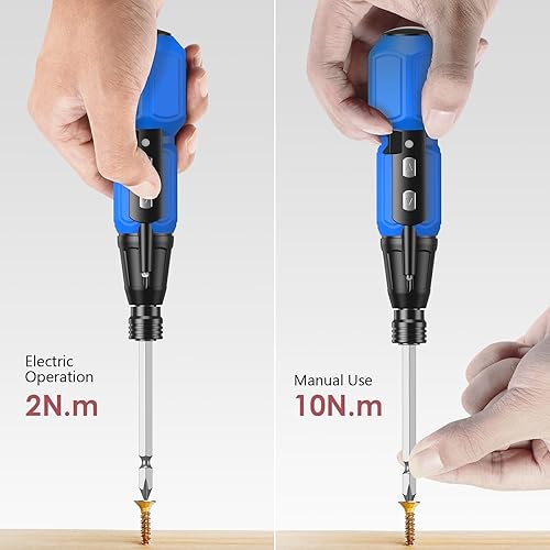 Miniatura 4 de Destornillador eléctrico inalámbrico, mini juego de destornilladores eléctricos con 10 puntas, soportes para puntas, luz de trabajo LED, cable de