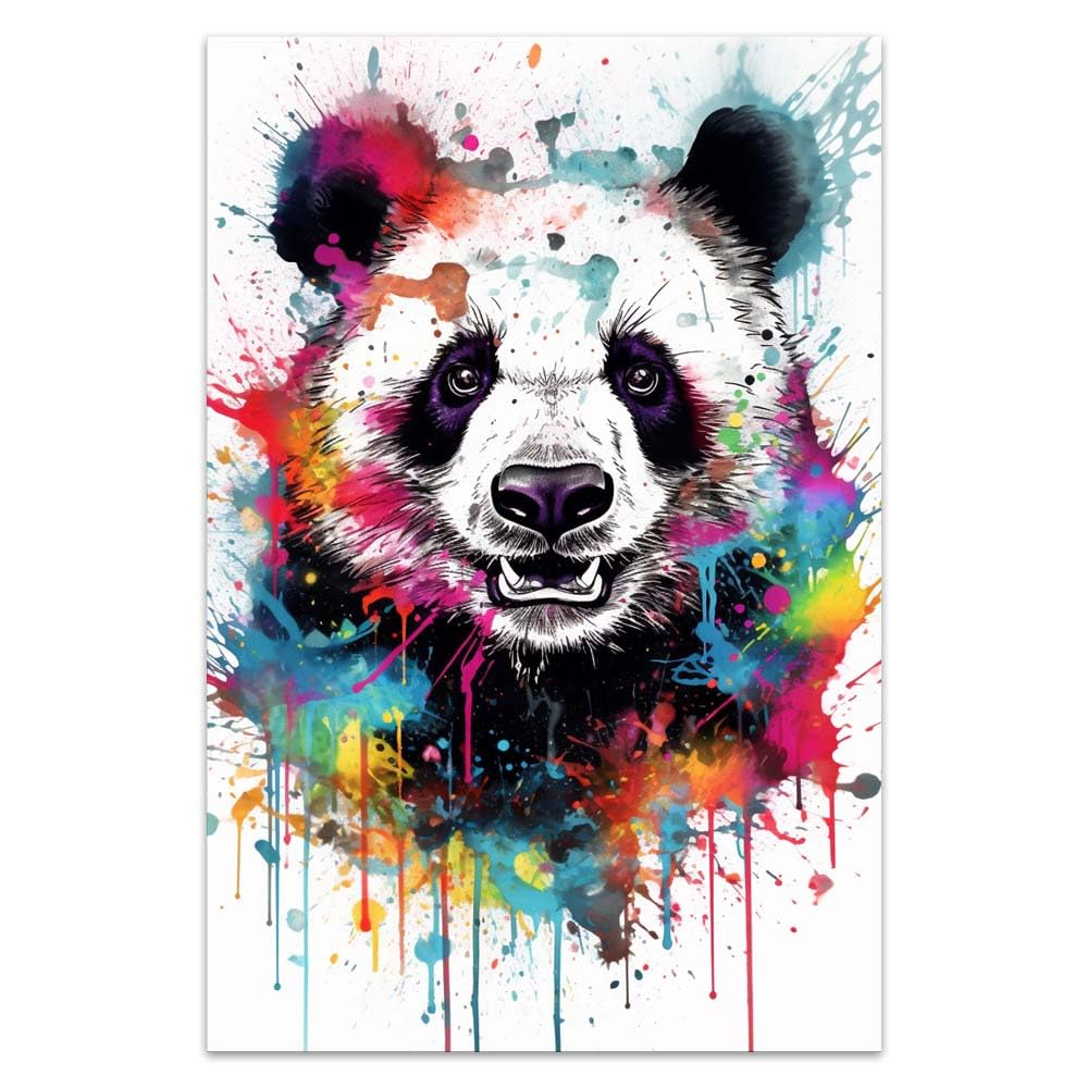 COTAIL Unframed Canvas Wall Art For Bedroom Office Wall Decor, Funny Colorful Panda Wall Decorations For Living Room Painting Pictures Artwork For Modern Posters Prints Home Decor 24x16in