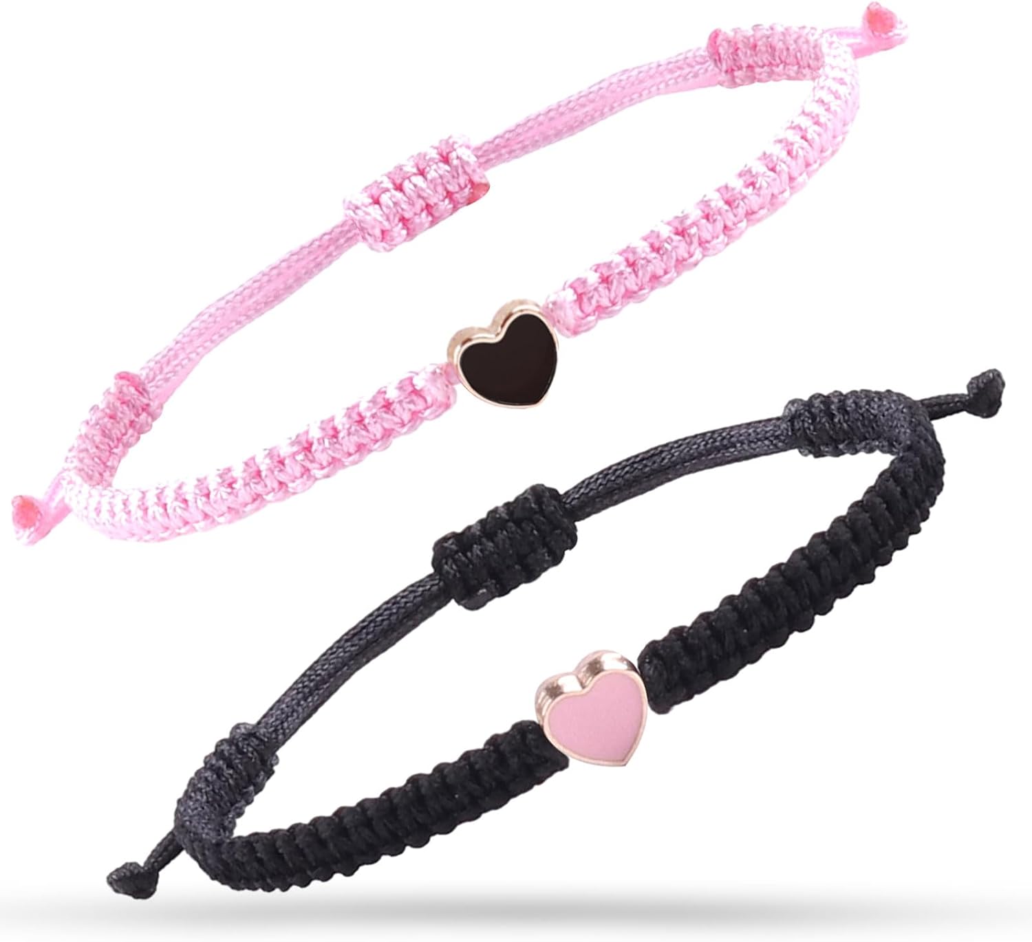 2pcs String Bracelet,Valentines Day Matching Heart Bracelets Set Handmade Woven Bracelets Adjustable Rope Bracelets for Teen Girls Boy Couples Birthday Gifts