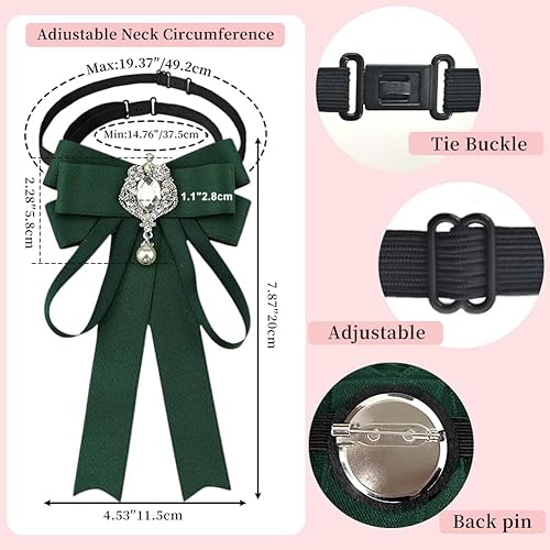 Miniatura 2 de Bowknot Rhinestone Ribbon Bow Brooch Pre-Tied Bow tie for Women Neck Tie Wedding Party Christmas Gifts Ceremony