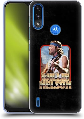 Head Case Designs Officially Licensed Willie Nelson Vintage Grunge Soft Gel Case Compatible with Moto E7 Power/Moto E7i Power Vintage,Black And