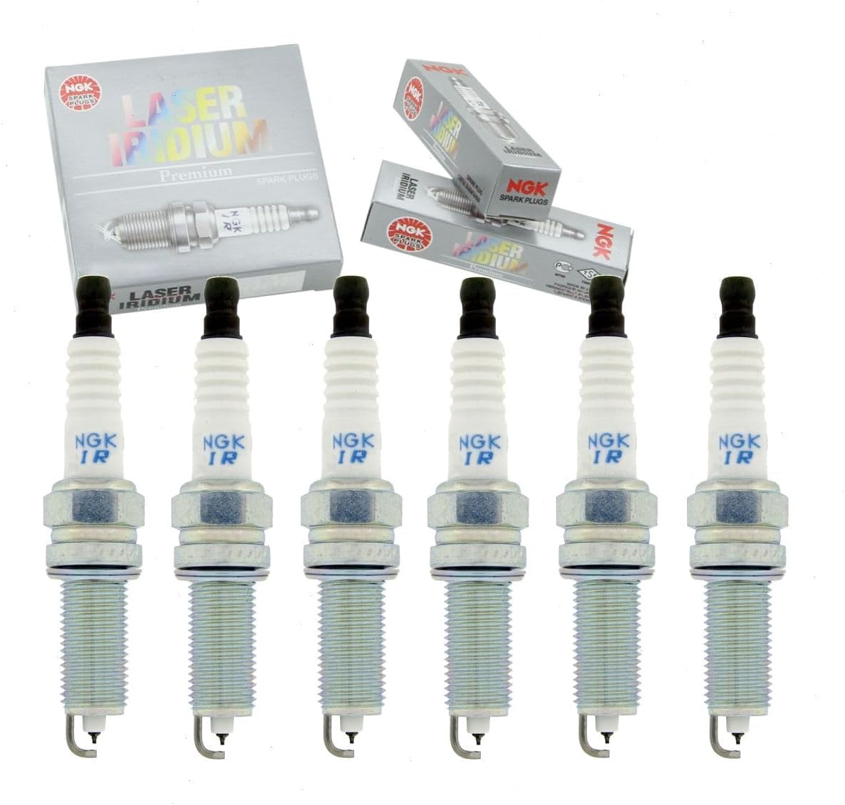 6 pc NGK Laser Iridium Spark Plugs compatible with Jeep Cherokee 3.2L V6 2014-2020