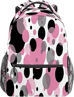Mochila escolar para meninos e meninas com bolinhas rosa estudante bolsa para livros para meninos e meninas leve e médio médio ensino médio ensino médio bolsa para viagem caminhada acampamento mochila, Multicolorido, One Size, Clássico