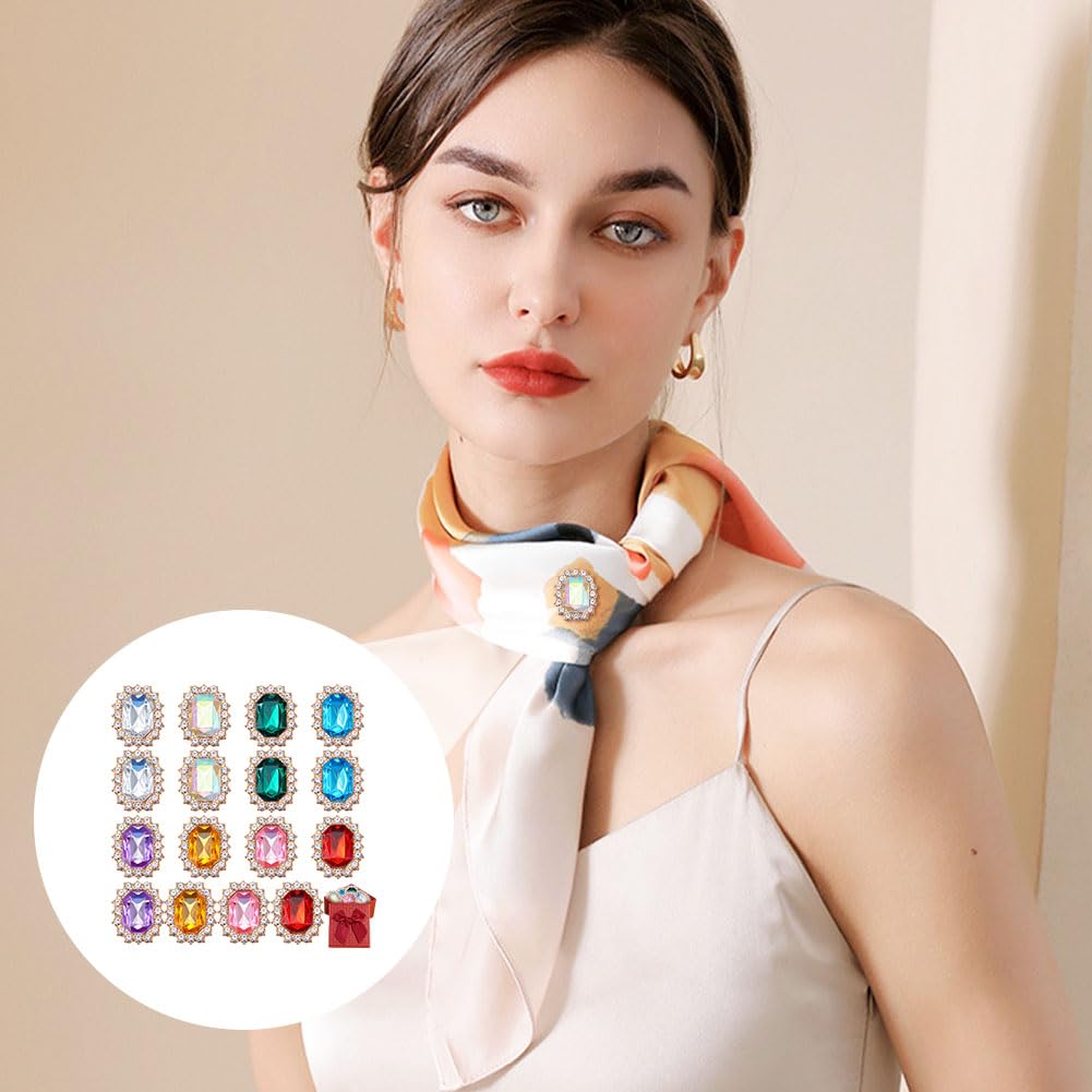 arricraft 64 pz 8 colori Abbellimenti di Strass di Lusso, Bottoni con Strass Sfaccettati Lucidi Sul Retro Piatto Cuciti su Spilla Avvolta In Cristallo Fondo Rettangolare per Abbigliamento