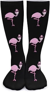 Lsjuee Cute Sunglasses Flamingo Unisex Compression Socks Thick High Socks Warmer Long Socks