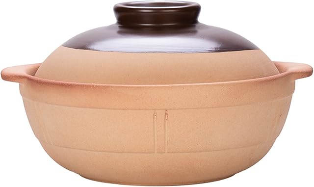HLONGG Kitchen Stoneware Cooking Pot Tureen Soup Casserole Dish with Lid, Chinese Soup/Clay/Earthen Pot with Double Handlelid Ceramic Cookware Round,500ml