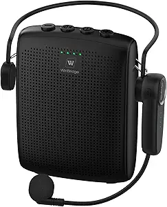 WinBridge Voice Amplifier with Bluetooth, Portable Speaker and Microphone Set, Wireless Mic Headset Speaker for Teachers, Tour Guide, Public Speaking, Fitness Instructors, Features Mute, 15W WB002