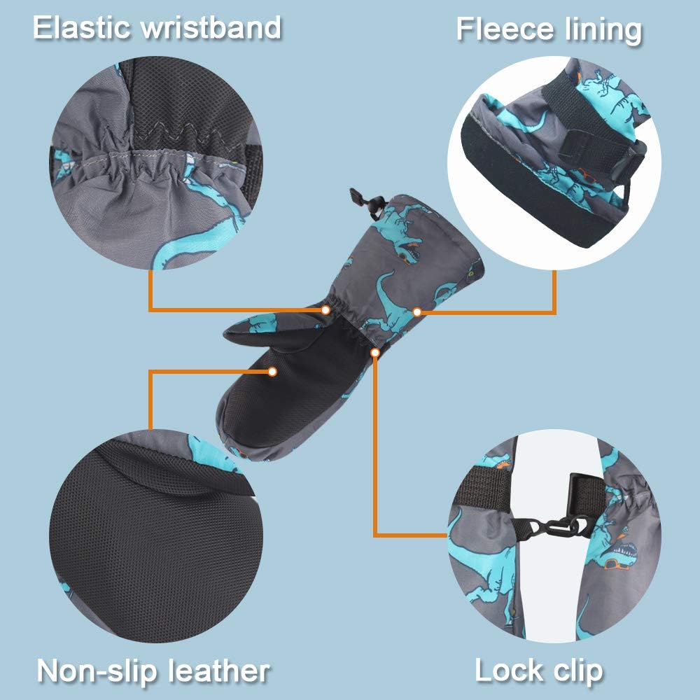 BAVST Winter Kids Waterproof Gloves for Boys Girls Snow Ski Toddler Baby Mittens Outdoor for Infant Teens 1-5T - Image 3