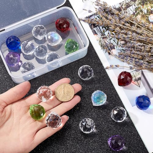 SOFPLATE 1 Box 20Pcs Glass Ball Prism Hanging Crystal Ball Prism 20mm Rainbow Transparent Teardrop Crystals Sun Catcher Prisms Pendants for Ceiling Chandelier Suncatcher Feng Shui Windows Garden Decor - Image 3