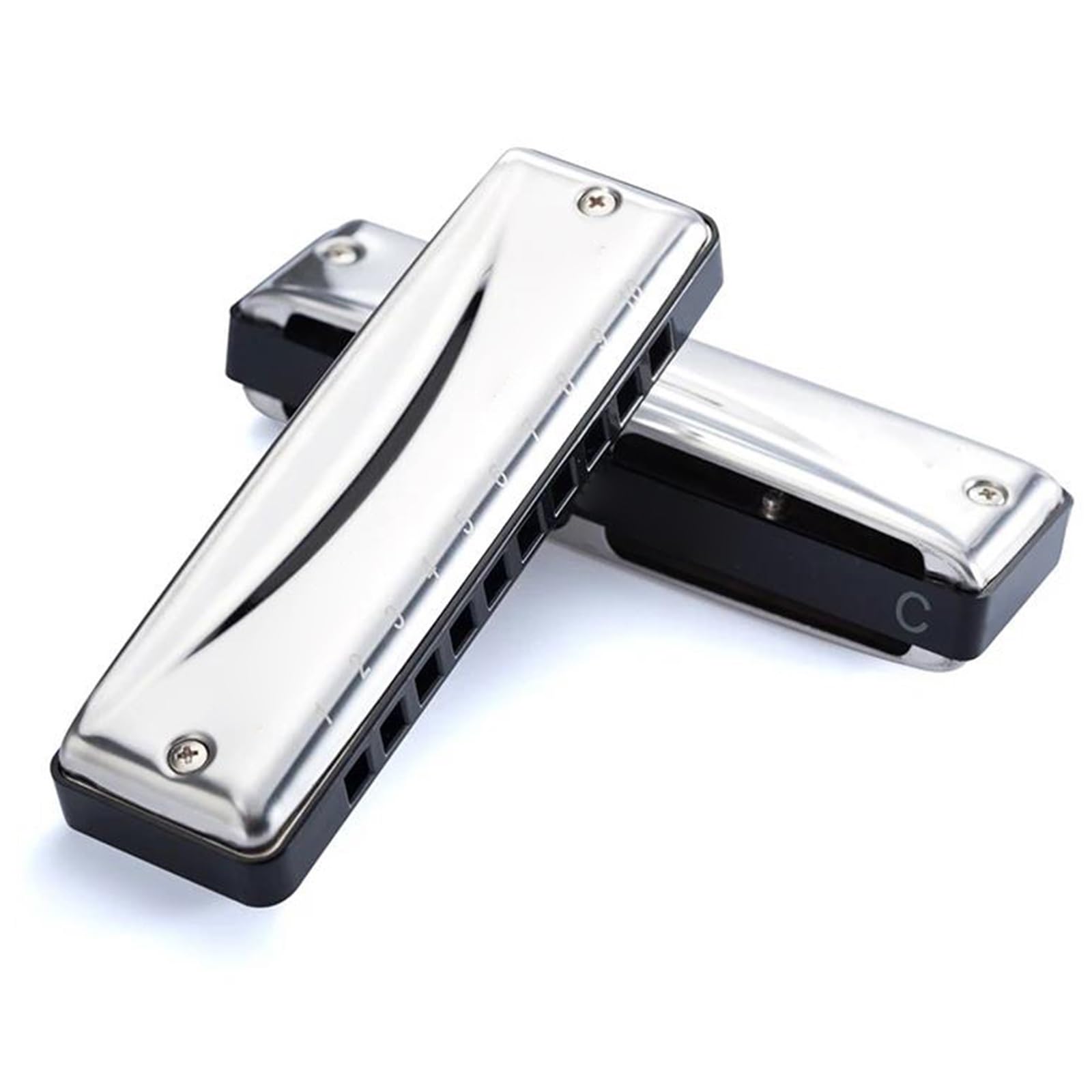 Zestaw Harmonijkowy Harmonijka Ustna 10-otworowa Blues Harp Organy Ustne Klucz CA Bb DEFG Instrument Muzyczny Dla Początkujących Z Pudełkiem Srebrny Pokrowiec(D tone)