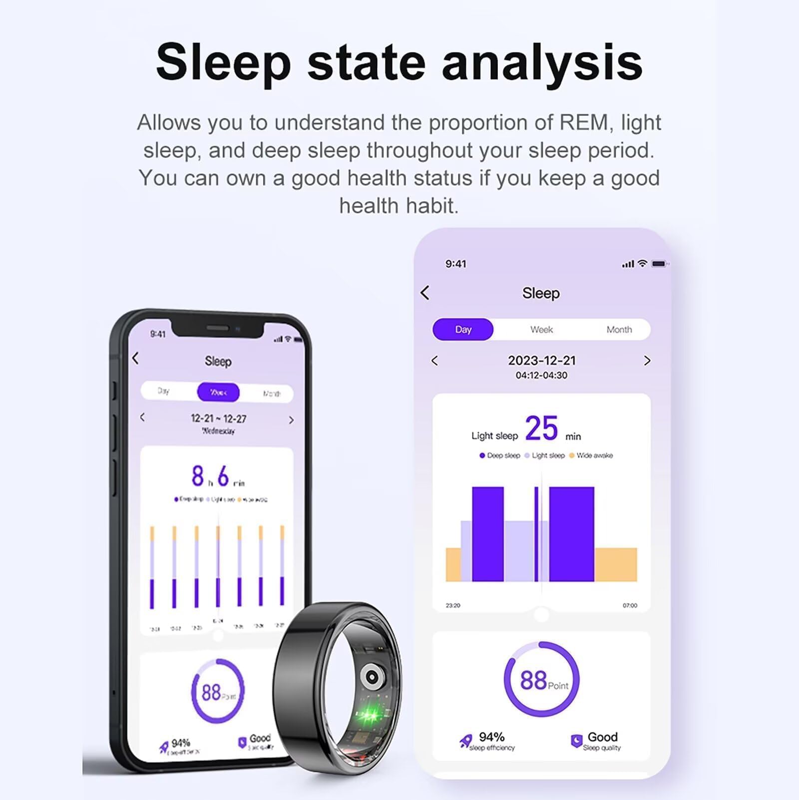 Smart Ring Fitness Tracker Anello per uomo e donna Smart Ring Android Smartring Fitness Tracker Anello Sonno Anello Salute Uomo Contapassi Fitness Tracker Cardiofrequenzimetro Sport Oro Rosa Nero