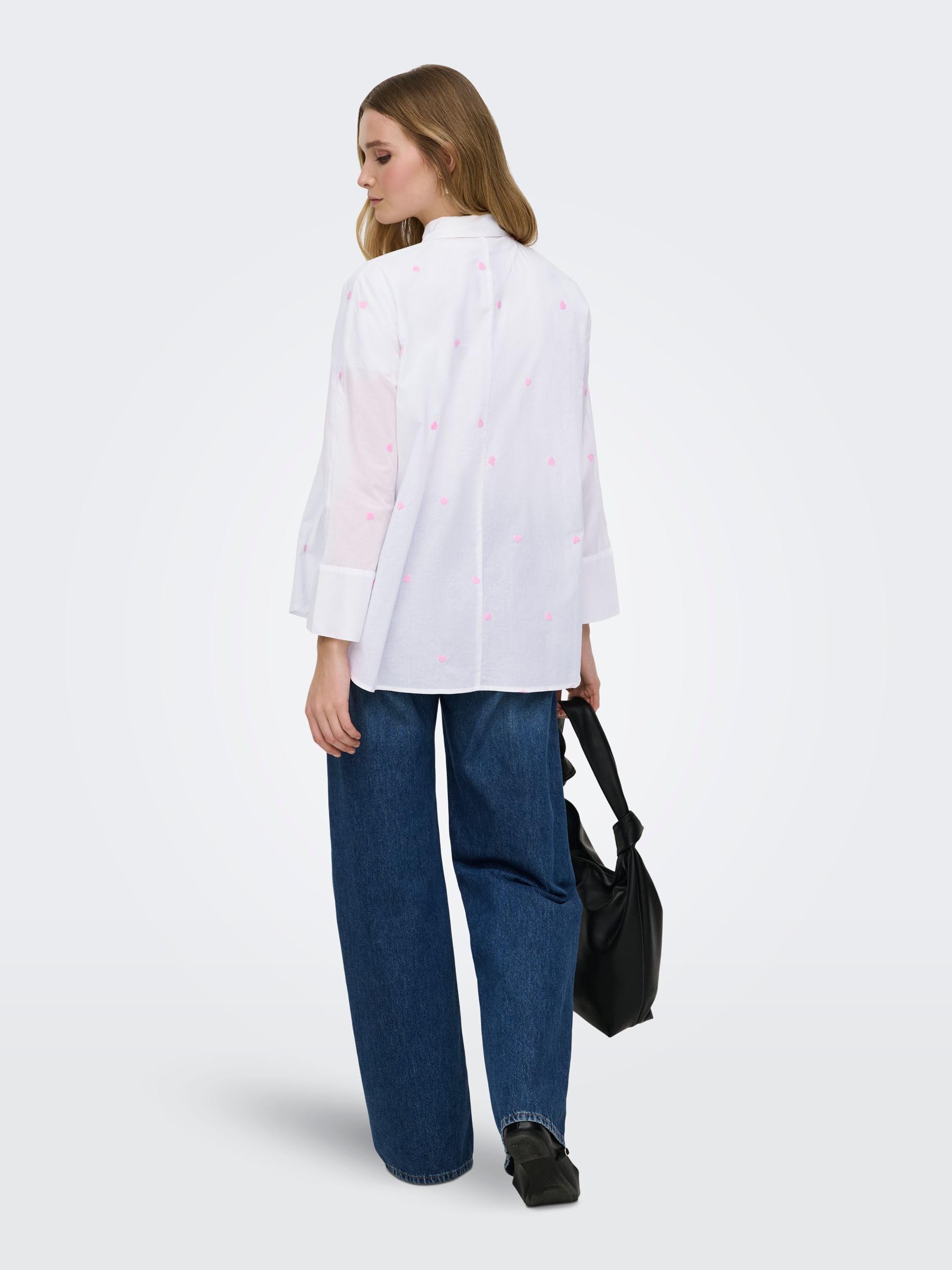Only Onlnew Lina Grace Ls EMB Shirt Noos WVN Chemise à Manches Longues avec Fermeture à Boutons Femme