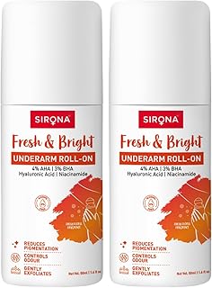Underarm Roll On - 50 ml (Pack of 2) | 0.5% Prebiotic, 0.5% Niacinamide & 0.1% Hyaluronic Acid | Prevents Body Odour & Exfoliates Underarms | Floral Fresh Fragrance | Alcohol & Aluminium Free