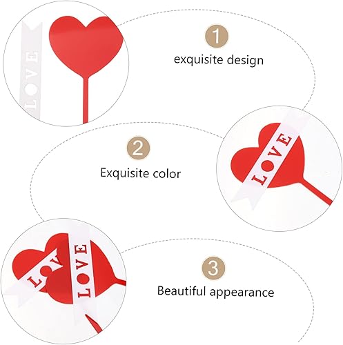 Miniatura 5 de NOLITOY 30 Pcs Cake Flags Birthday Cake Decoration Red Heart Cake Topper Heart Cupcake Decorations Heart Cupcake Toppers Sweet Love Cupcake Picks