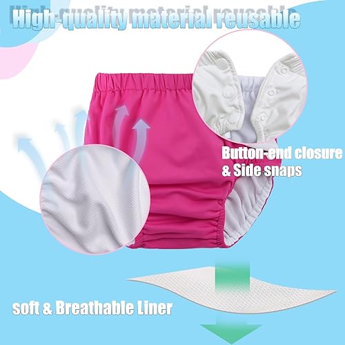 Miniatura 3 de Pañales de natación reutilizables para bebés recién nacidos, lavables, unisex, pañales de natación para bebés, color rosa intenso, 0-3 meses