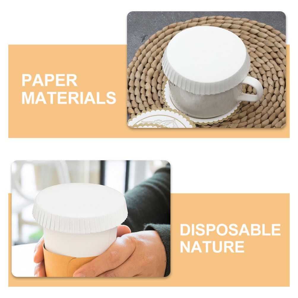 Cabilock Disposables Cup Lids 100pcs Paper Cup Covers Straw Hole Design Drink Covers for Glasses Easy to Use Clean