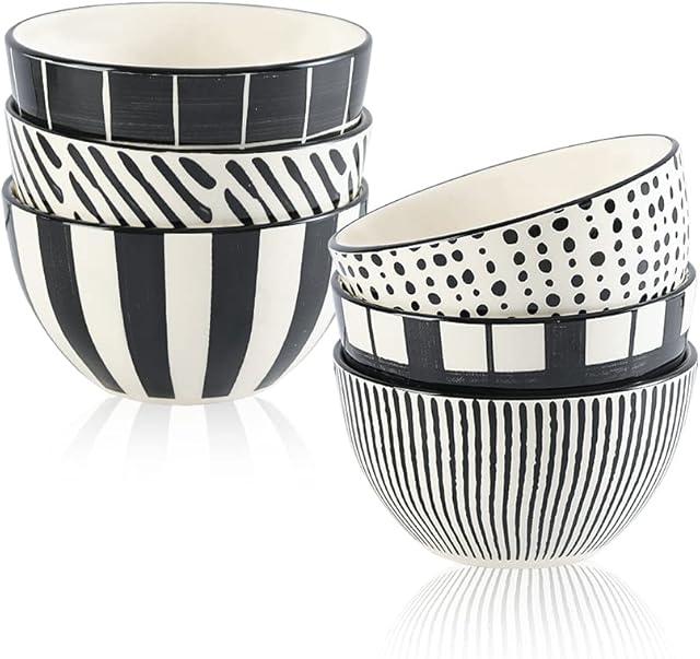 Porcelanowe miski deserowe miska na płatki śniadaniowe 330 ml - ceramiczna miska zestaw 6 sztuk - japońskie małe miski do lodów | zupy | płatki śniadaniowe | ryż | przekąski | naczynie przystawne | Można