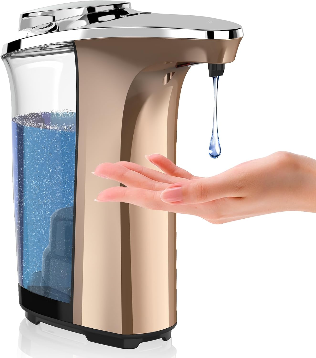 Automatic Soap Dispenser Touchless, 17oz/500ml IPX6 Waterproof Smart Hand Sanitizer Dispenser with Adjustable Foam Volume, Rechargeable Auto Sensor Soap Pump for Kitchen Bathroom Home Hotel School