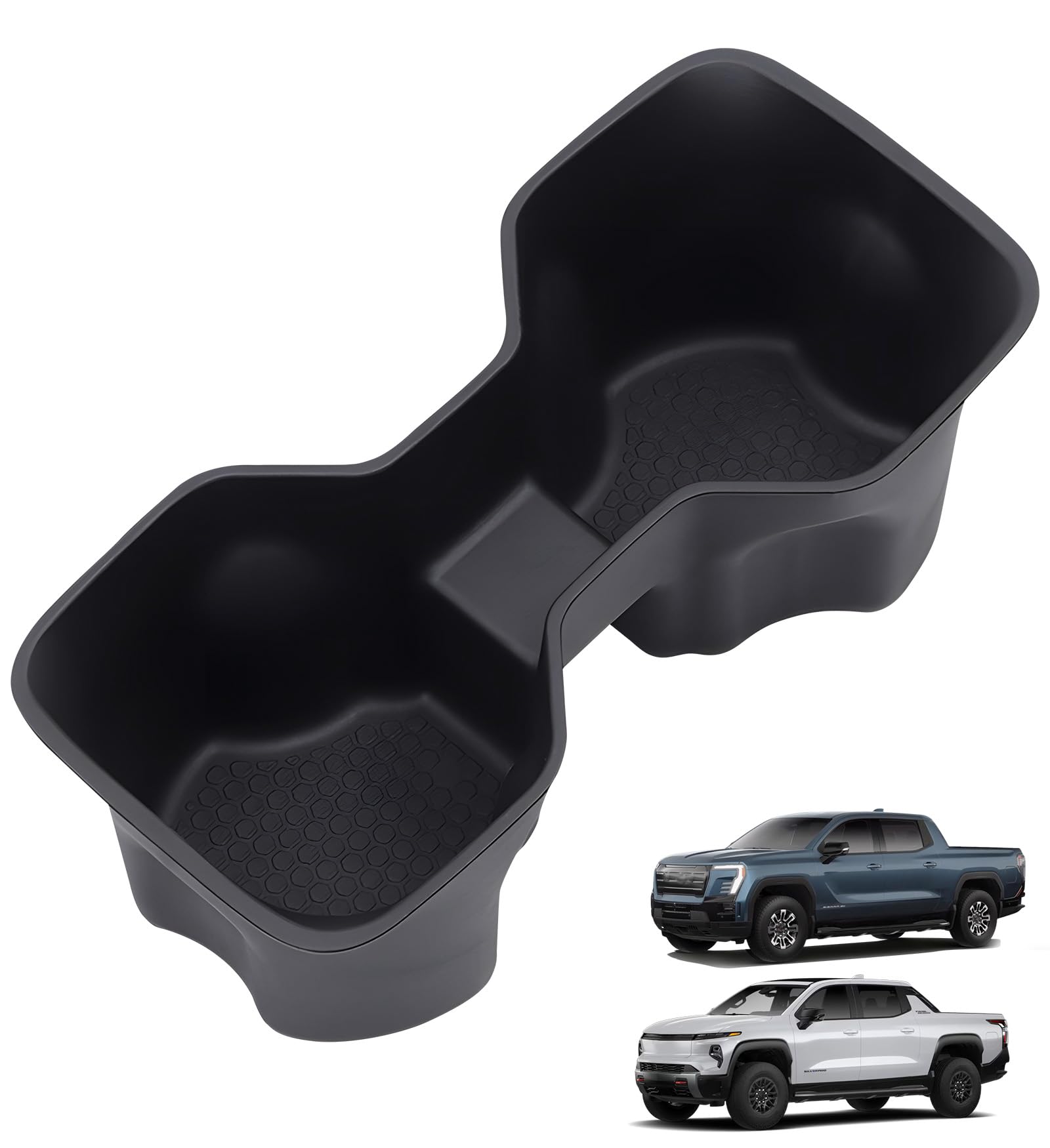 Cup Holder Inserts for Chevrolet Silverado EV 2026 2025 2024 (ONLY for RST/LT) &amp; GMC Sierra EV 2026 2025 2024, Interior Accessories TPE Center Console Car Cup Holders Covers Protector, Black