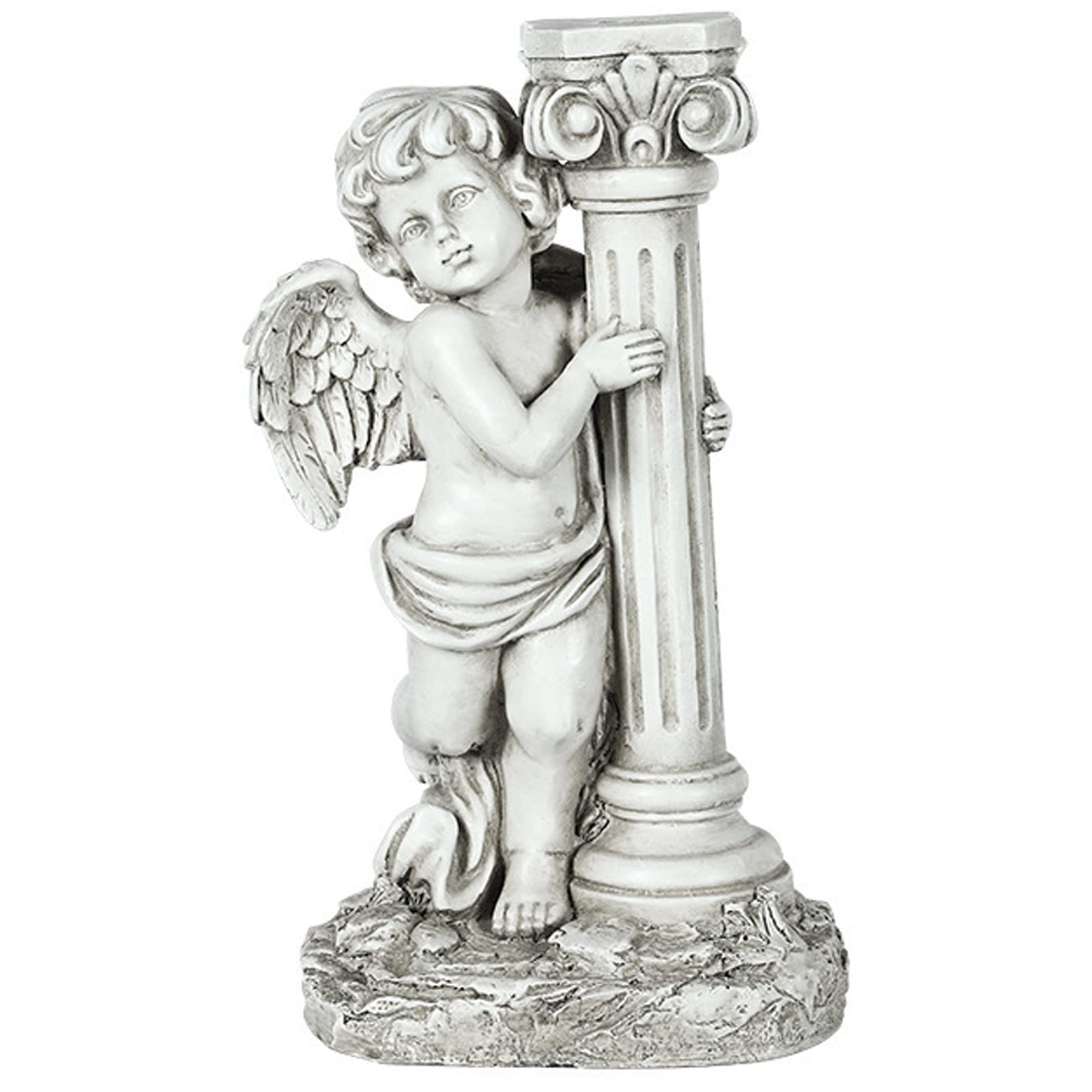 Statue d'ange et pilier romain solaire en résine pour décoration extérieure de jardin