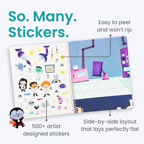 Miniatura 2 de CUPKIN - Libro de actividades de noche de Halloween para niños, innovador, para colorear lado a lado, adhesivos para niños, encuadernación espiral,