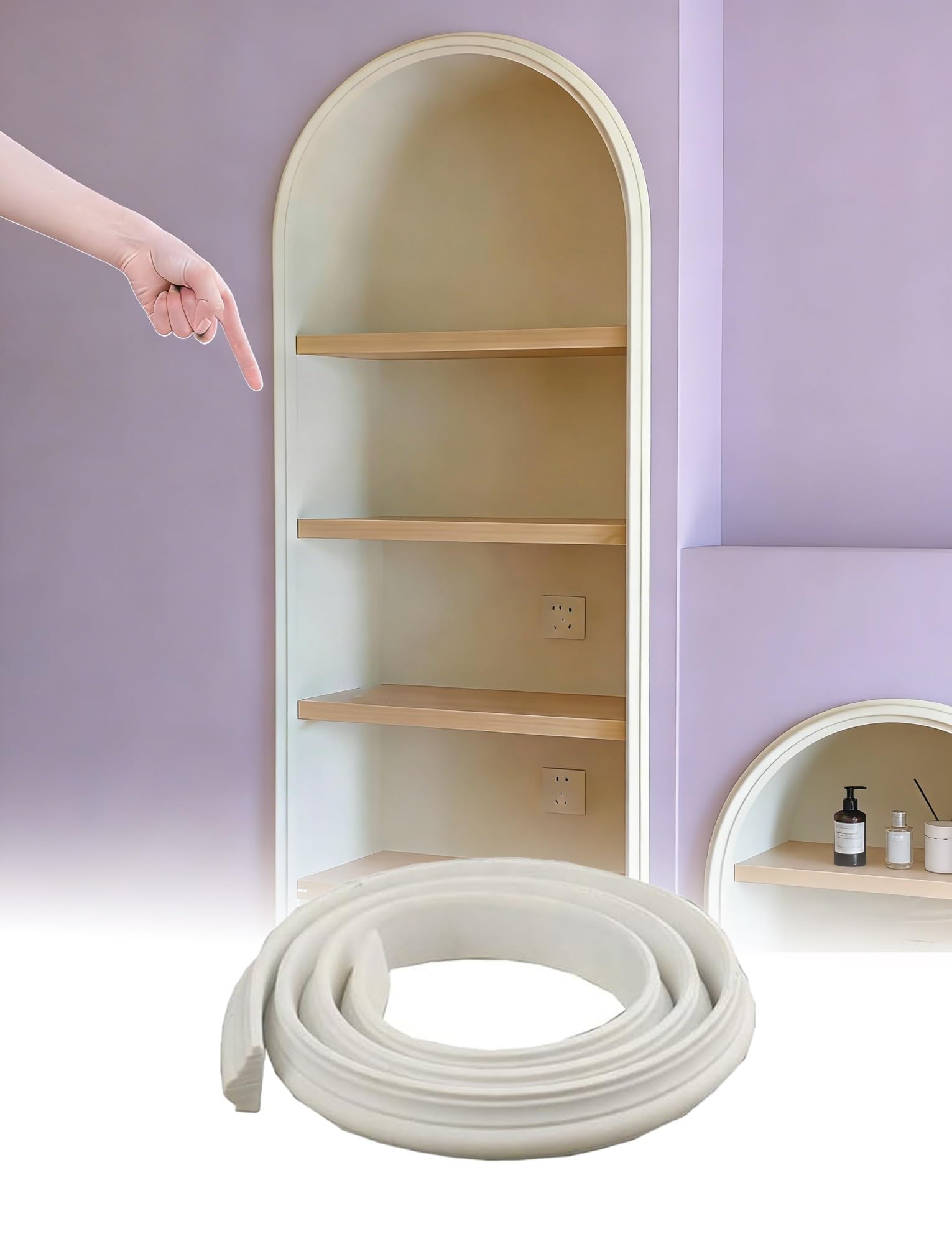 YDHSIKK Wall Trim Arch Kit, Flexible PVC Arch Molding Trim, White, 3/8-1 5/8 in, 1-20 m(W4cm (1 5/8"),5m(16.4ft))