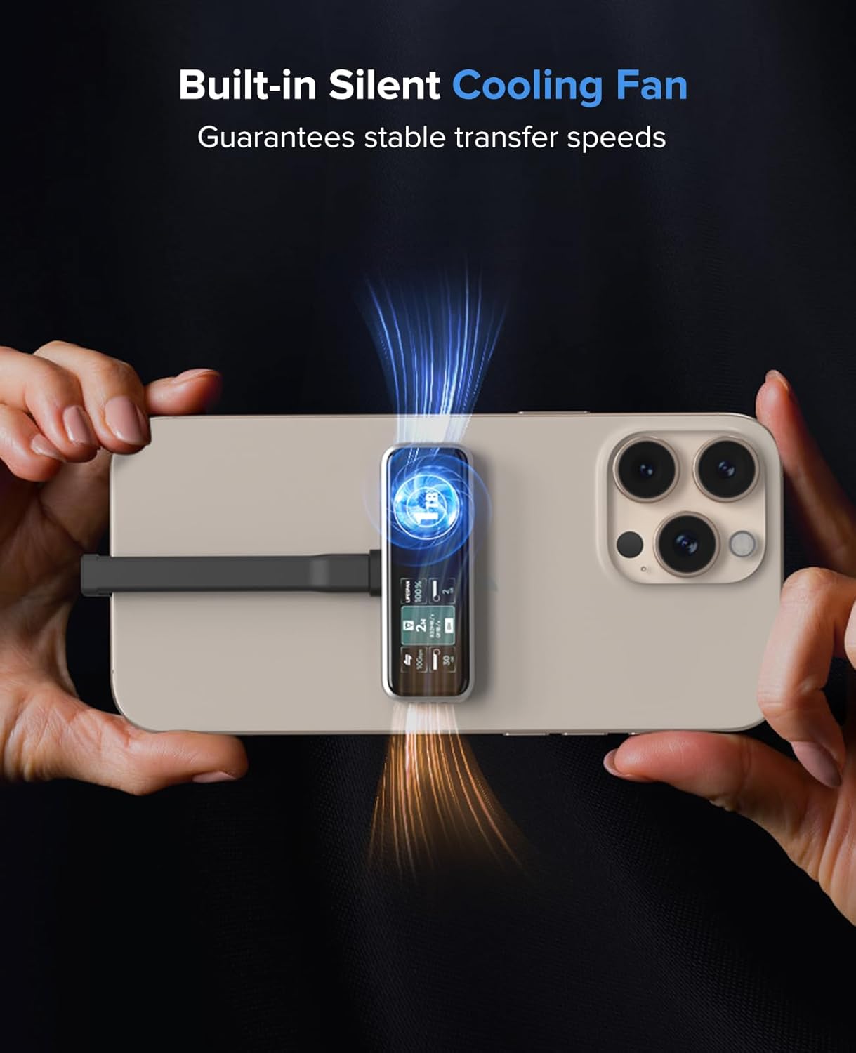 ZIKE Z791C Magnetic Portable SSD 1 TB, External SSD Built-in Fan, 4K 120fps ProRes Video Recording, USB3.2 Gen2 up to 990MB/s, Supports PD3.0 Port 27W Charging Compatible with iPhone 17/16/15 - Image 3