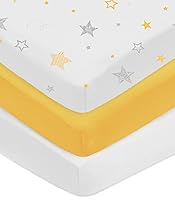 Vista 1 de American Baby Company Paquete de 3 sábanas bajeras para cuna de 100 % algodón natural de 52 x 28 pulgadas, suaves, transpirables, hipoalergénicas