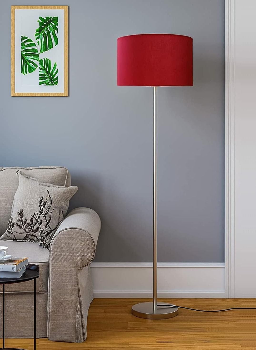 Metal Floor Lamp Standing Modern Lamp Shade for Living Room Corner, Home, Hotel, Office 12 Inches, 4Ft Height.. (Red)-image-14