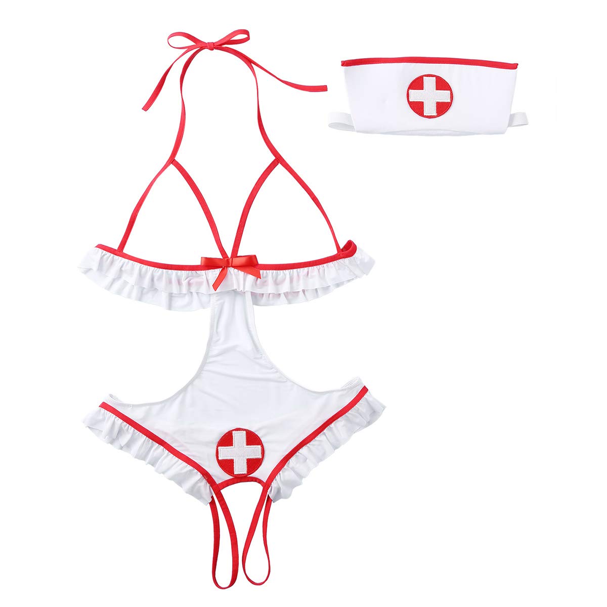 inlzdz Lencería Erótica Conjunto Mujer Disfraces Enfermera Sexy Ropa Interior de Club Body Abierto Picardias Babydoll