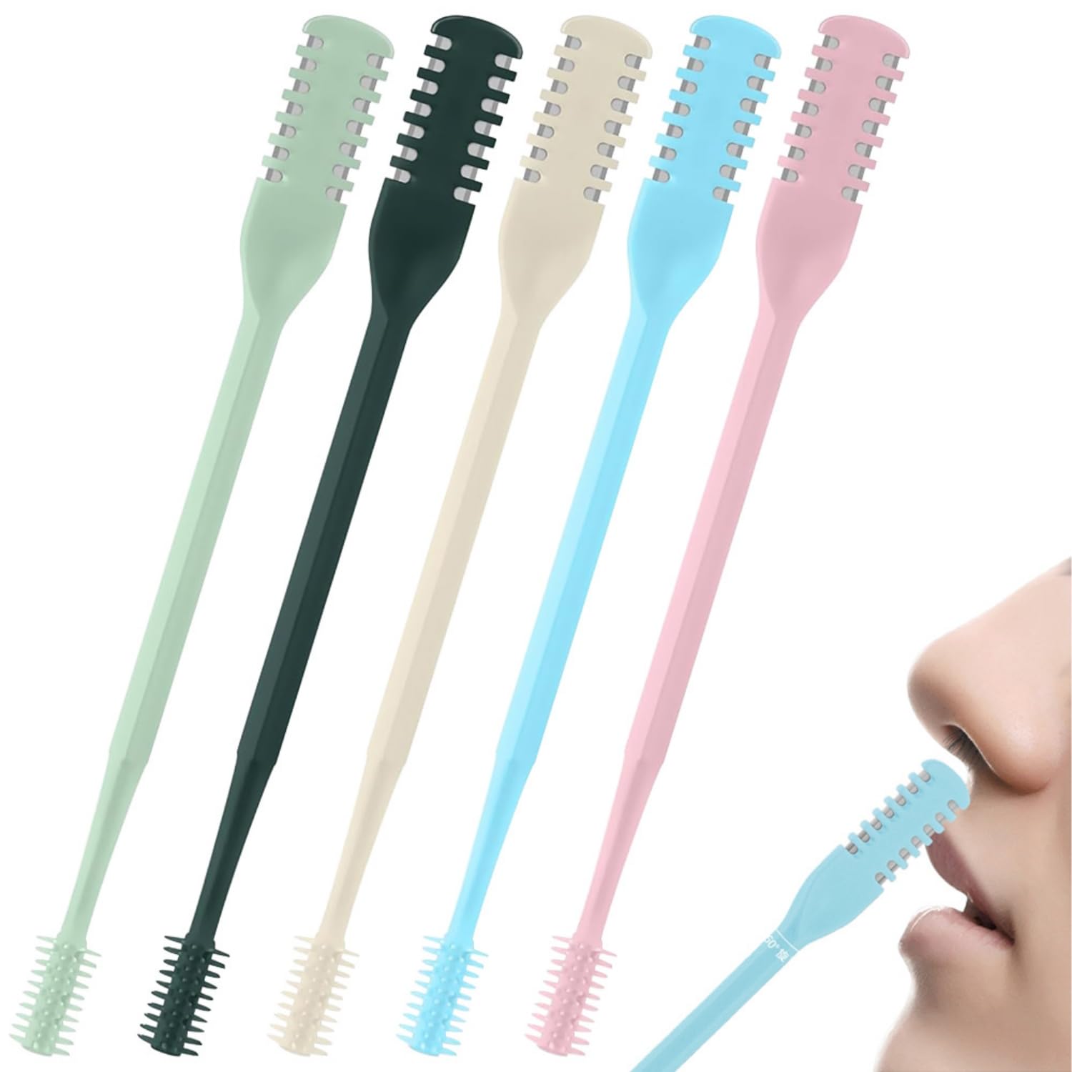 Fululuer 5Pcs 2-in-1 Nose Hair Trimmer 2026 New Double Sided 360 Rotating Portable Nasal Hair Cutter Nose Hair