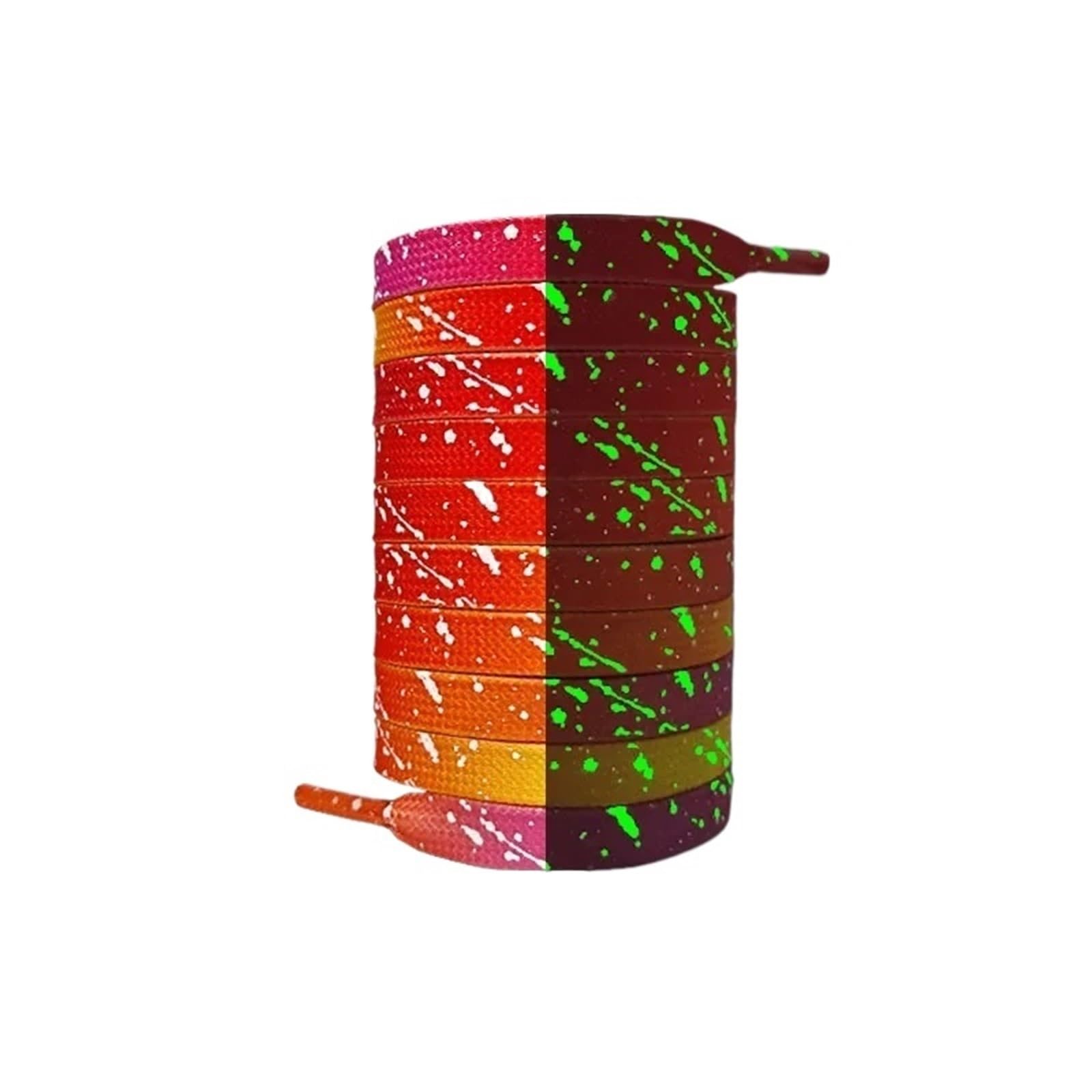 5 Paar flache, fluoreszierende, leuchtende Schnürsenkel for Turnschuhe, im Dunkeln leuchtender Druck, Cashew-Blumen-Spritzer-Tinte Für Sneaker