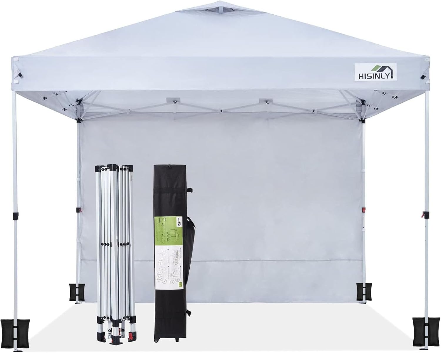 Photo 1 of 10x10ft Pop Up Canopy Tent with Removable Sidewall, Instant Shade Canopy with Vented Roof for Patio Outdoor Camping with Wheel-Bag, 4 Sand Bags, 8 Stakes 